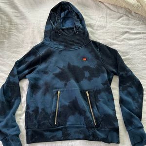 Aviator Nation HAND DYED NINJA PULLOVER HOODIE - TIE DYE BLUE BLACK size Large
